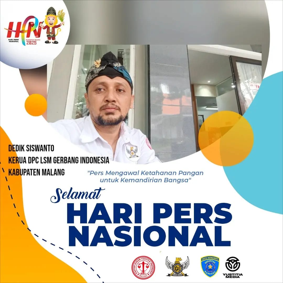 DPC LSM Gerbang Indonesia Kabupaten Malang Ucapakan Selamat Hari Pers Nasional ke 79 Tahun