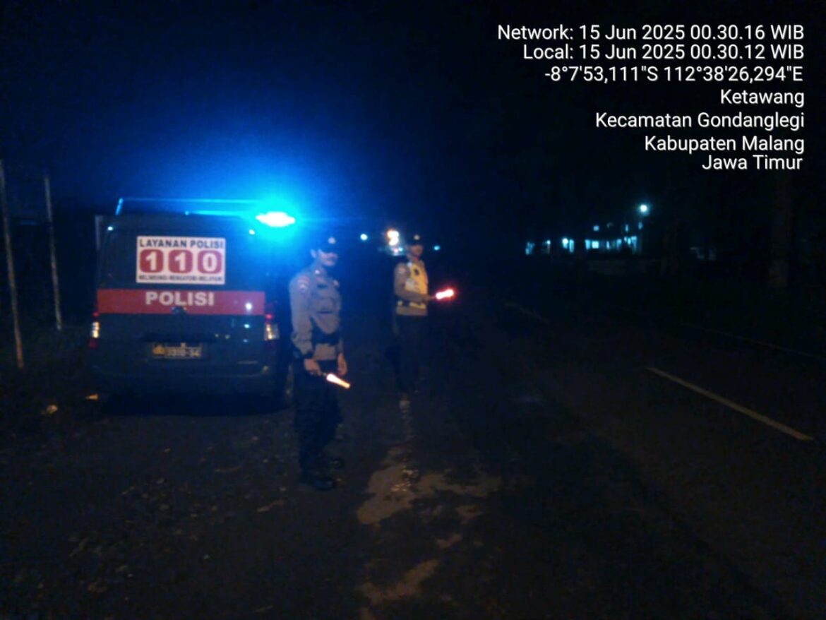 Polsek Gondanglegi Gelar Patroli Malam di Desa Ketawang untuk Antisipasi Balap Liar