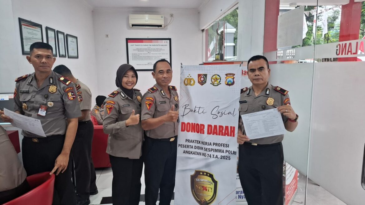 Serdik Sespimma Angkatan 74 Gelar Donor Darah di PMI Malang, Wujud Kepedulian untuk Sesama