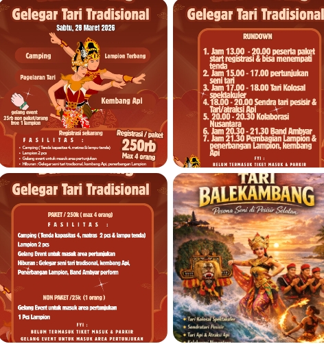 Balekambang Gelar Kegiatan Gelegar Tari Tradisional Pesona Seni di Pantai Pesisir Selatan